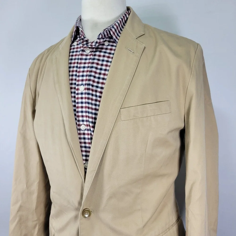 J.Crew‎ Men's Sport Coat Blazer Two Button Beige Cotton Size Large